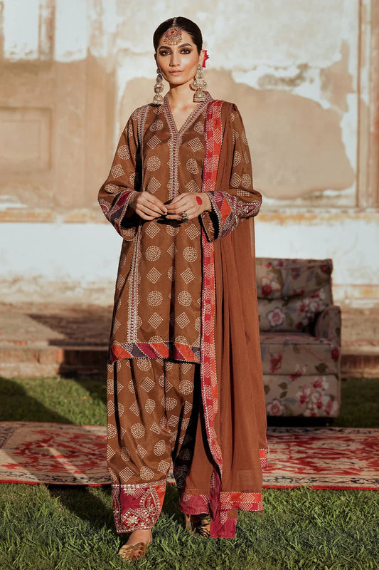 LZULI- 3PC KARANDI PRINTED SHIRT WITH KARANDI PRINTED DUAPTTA AND TROUSER -WAC-2050