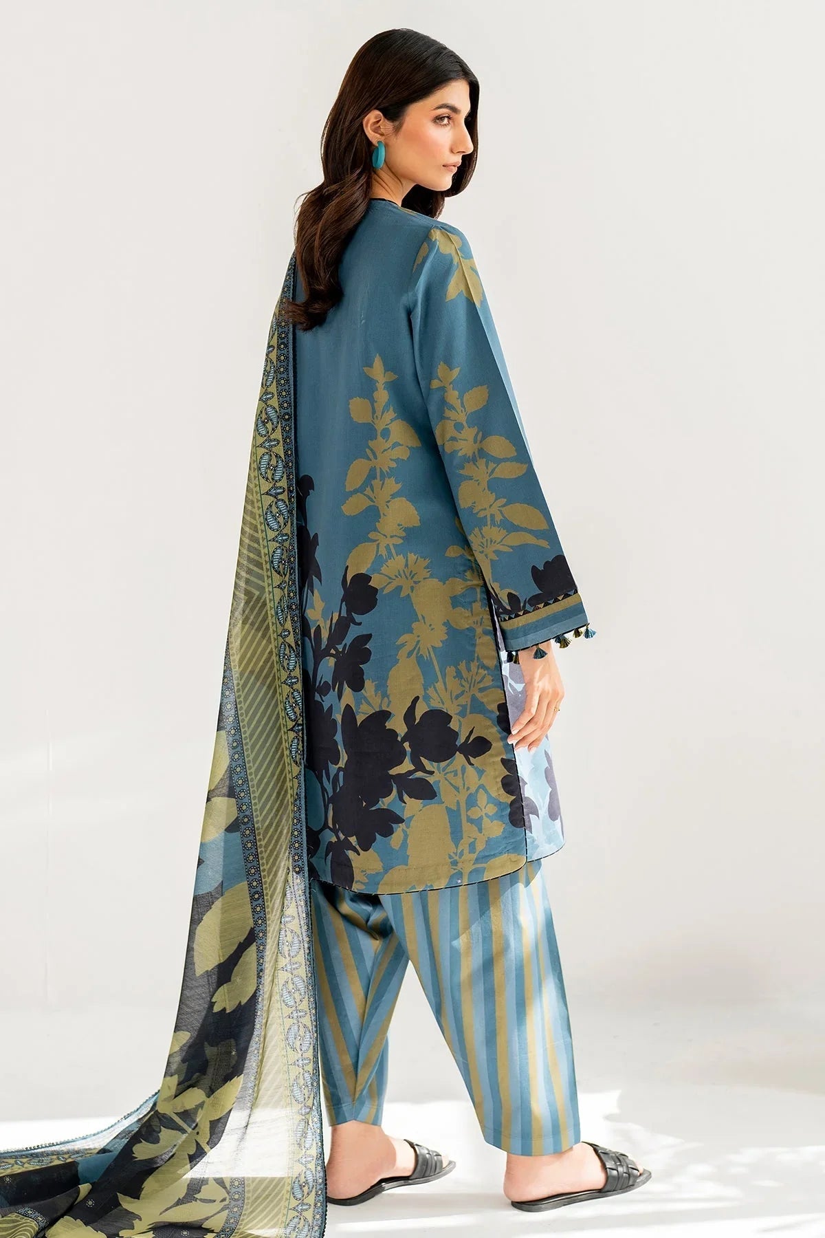 Jazmin-3pc Kranadi Print Shirt With Karandi Print Shawl And Trouser-WAC-66