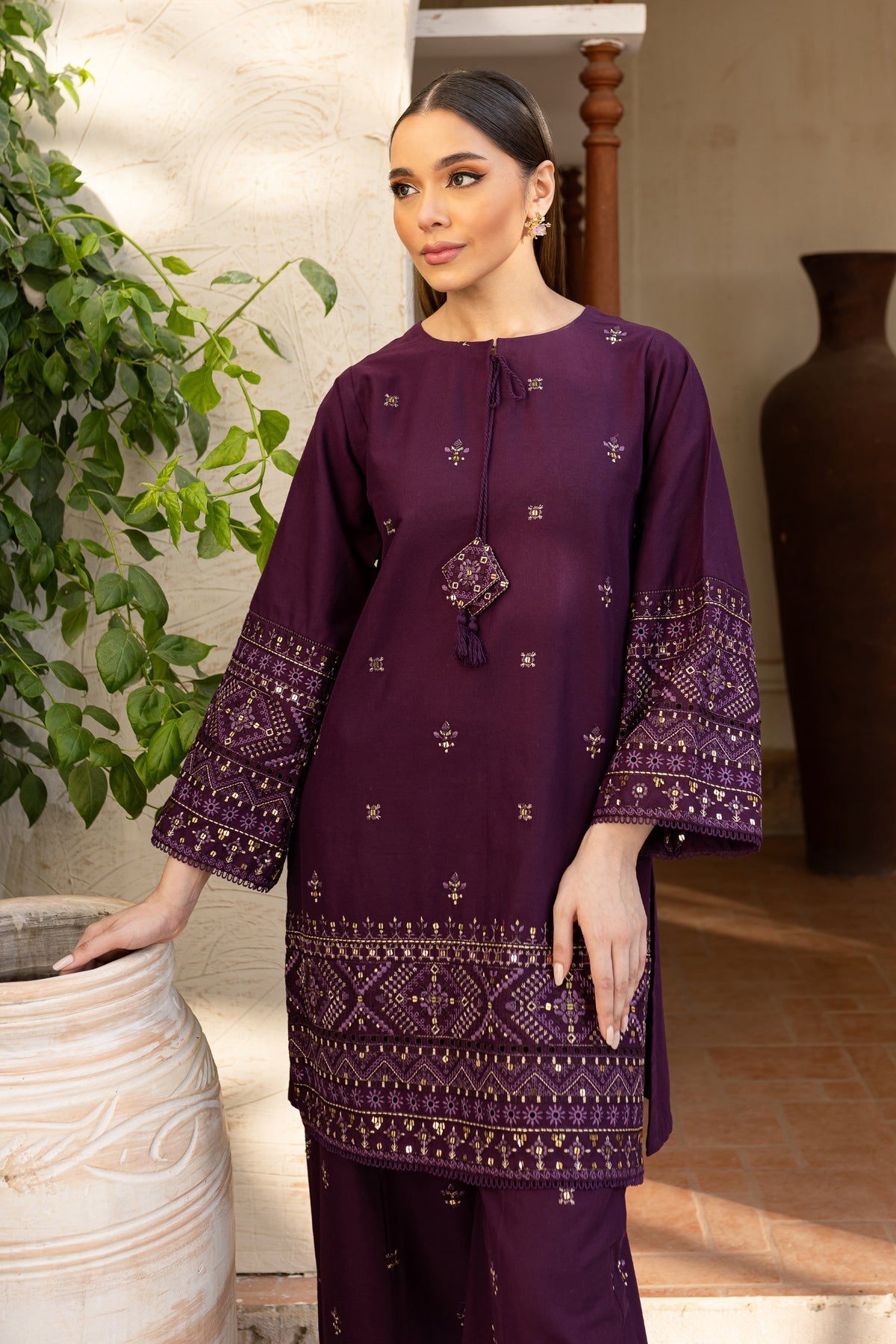 Batik- 2PC Dhanak Embroidered Shirt With Dhanak Embroidered Trouser-WAC-4339