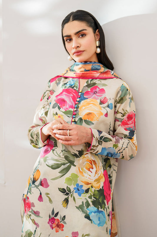 Charizma-3pc Kranadi Print Shirt With Karandi Print Shawl And Trouser-WAC-504