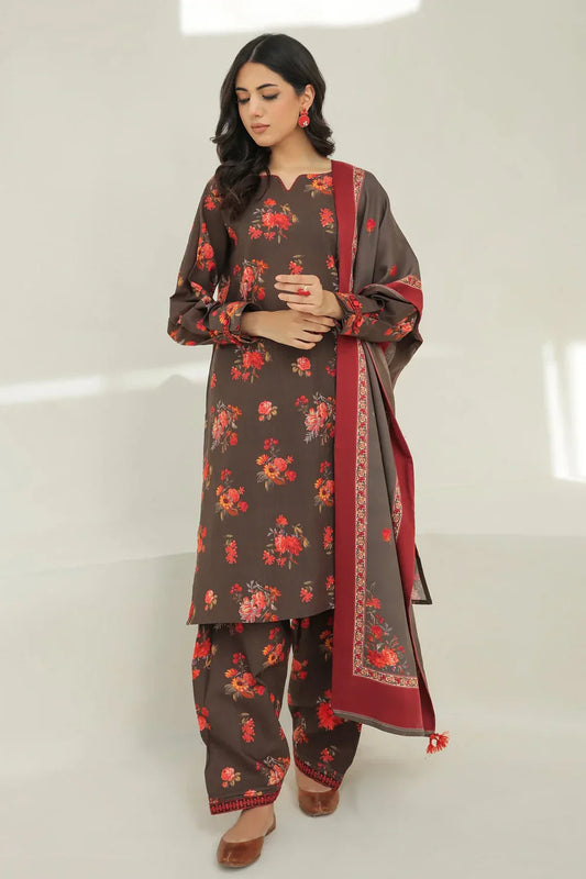 BAROQUE - 3PC KARANDI PRINTED SHIRT WITH KARANDI PRINTED DUAPTTA AND TROUSER -BAROQUE-1019