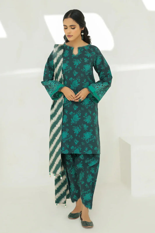 BAROQUE- 3PC KARANDI PRINTED SHIRT WITH KARANDI PRINTED DUAPTTA AND TROUSER -BAROQUE-1024