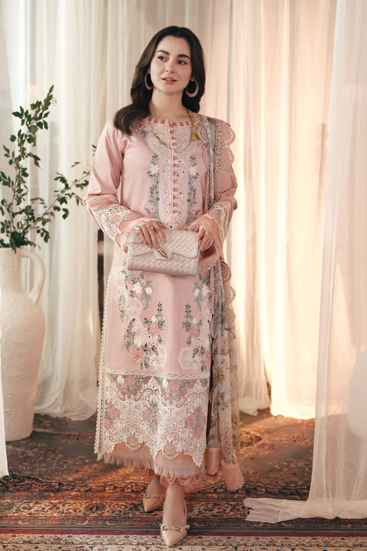 JADE-3PC LAWN EMBROIDERED SHIRT WITH CHIFFON PRINTED DUPATTA AND TROUSER-WAC-4749