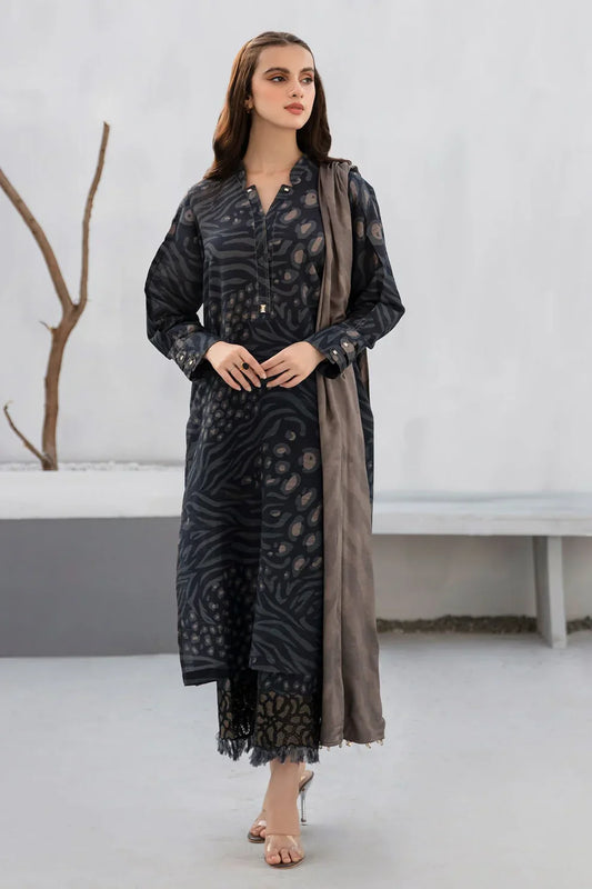 BAROQUE- 3PC KARANDI PRINTED SHIRT WITH KARANDI PRINTED DUAPTTA AND TROUSER -WAC-2172