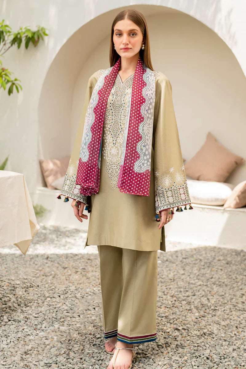 JAZMIN 3PC LAWN EMBROIDERED SHIRT WITH DIAMOND PRINTED DUPATTA & EMBROIDERED TROUSER - wac