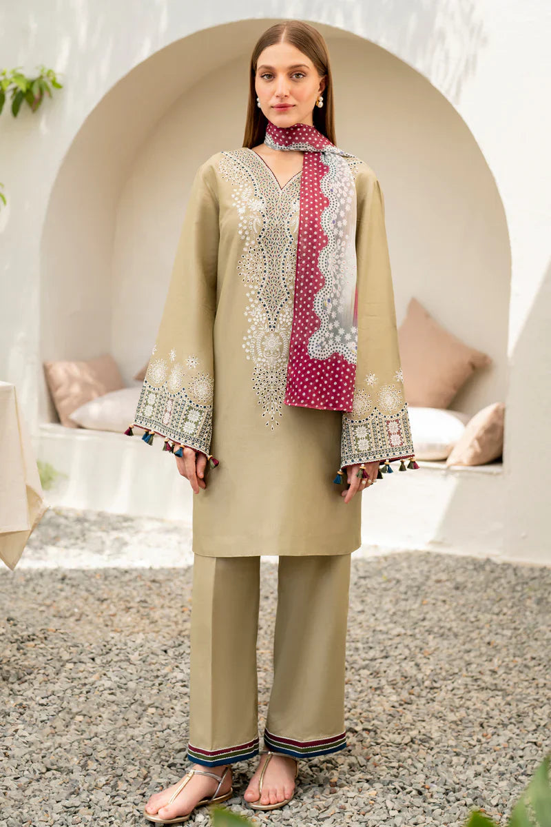 JAZMIN 3PC LAWN EMBROIDERED SHIRT WITH DIAMOND PRINTED DUPATTA & EMBROIDERED TROUSER - wac