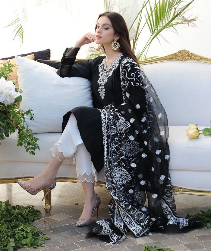 JAZMIN- 3PC LAWN HEAVY EMBROIDERED SHIRT WITH ORGANZA EMBROIDERY DUPATTA-JAZMIN-1216