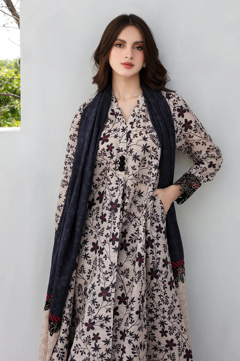 BAROQUE- 3PC KARANDI PRINTED SHIRT WITH KARANDI PRINTED DUAPTTA AND TROUSER -BAROQUE-1003