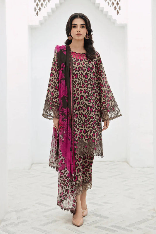 BAROQUE- 3PC KARANDI PRINTED SHIRT WITH KARANDI PRINTED DUAPTTA AND TROUSER -WAC-2058