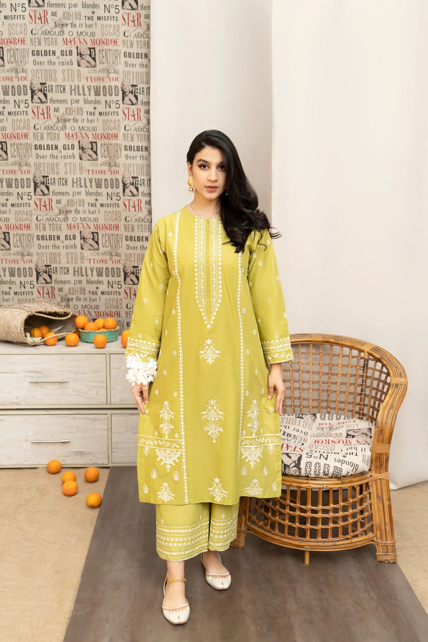 URGE 3PC LAWN EMBROIDERED SHIRT WITH DIAMOND PRINTED DUPATTA AND EMB TROUSER-URGE-1240