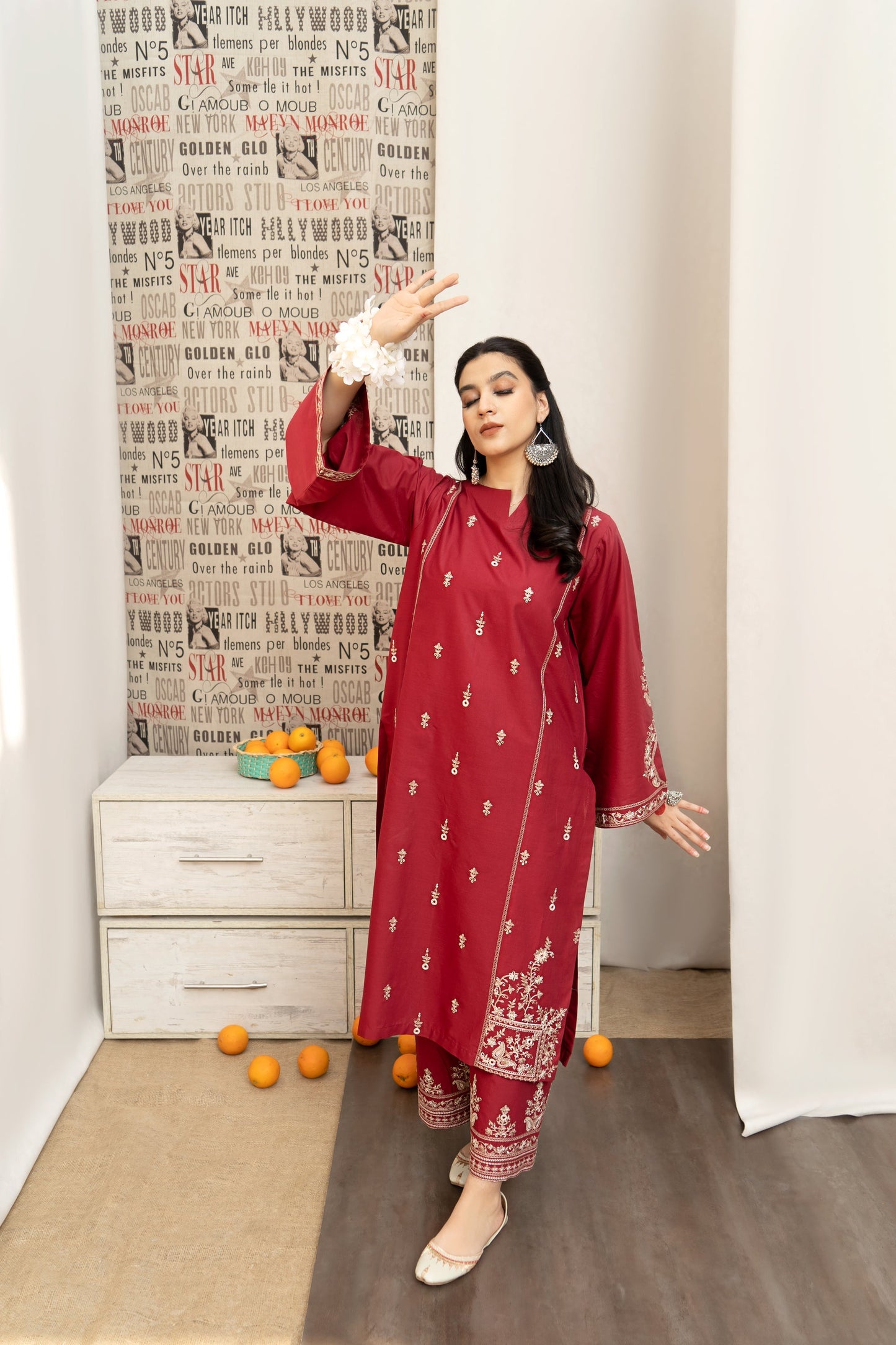 URGE- 3PC LAWN EMBROIDERED SHIRT WITH DIAMOND PRINTED DUPATTA AND EMB TROUSER-URGE-1239