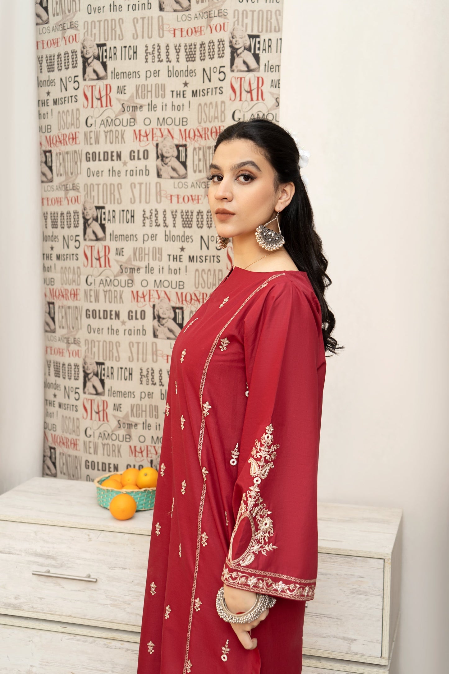 URGE- 3PC LAWN EMBROIDERED SHIRT WITH DIAMOND PRINTED DUPATTA AND EMB TROUSER-URGE-1239