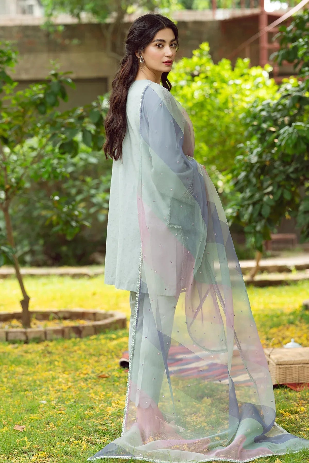 JAZMIN 3PC LAWN EMBROIDERED WITH ORGANZA PRINT DUPATTA - JAZMIN-1213