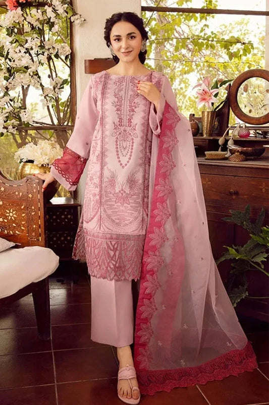 RANG RASIYA - 3PC LAWN EMBROIDERED SHIRT WITH ORGANZA EMBROIDERED DUPATTA AND TROUSER-RANG RASIYA-1311