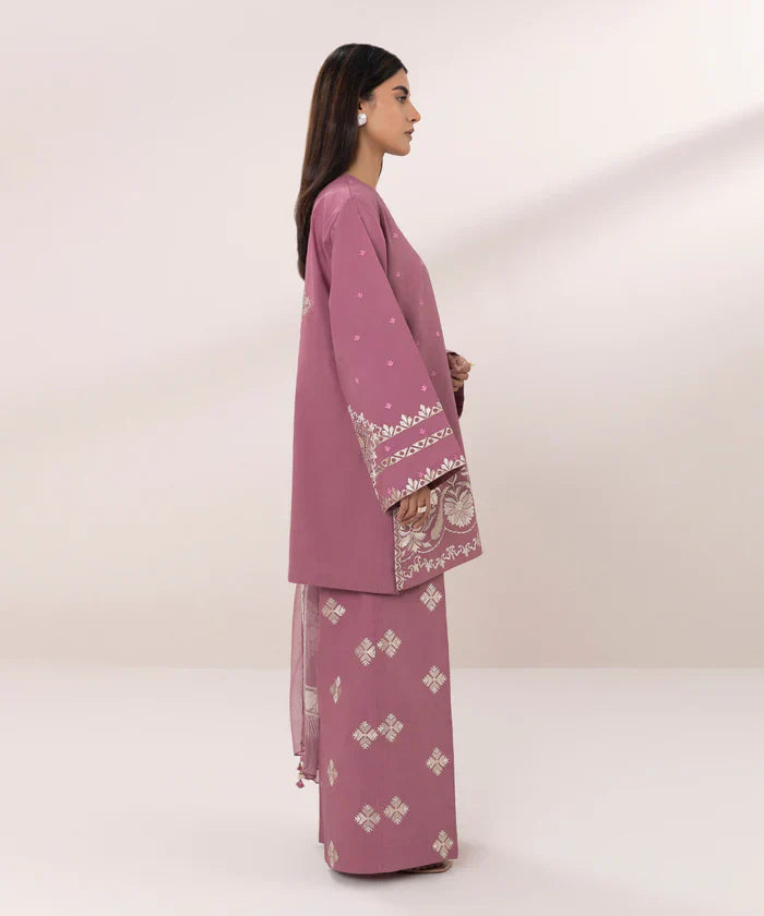 JAZMIN, SAPPHIRE- 3PC LAWN EMBROIDERED SHIRT DIAMOND PRINT DUPATTA-JAZMIN, SAPPHIRE-1237