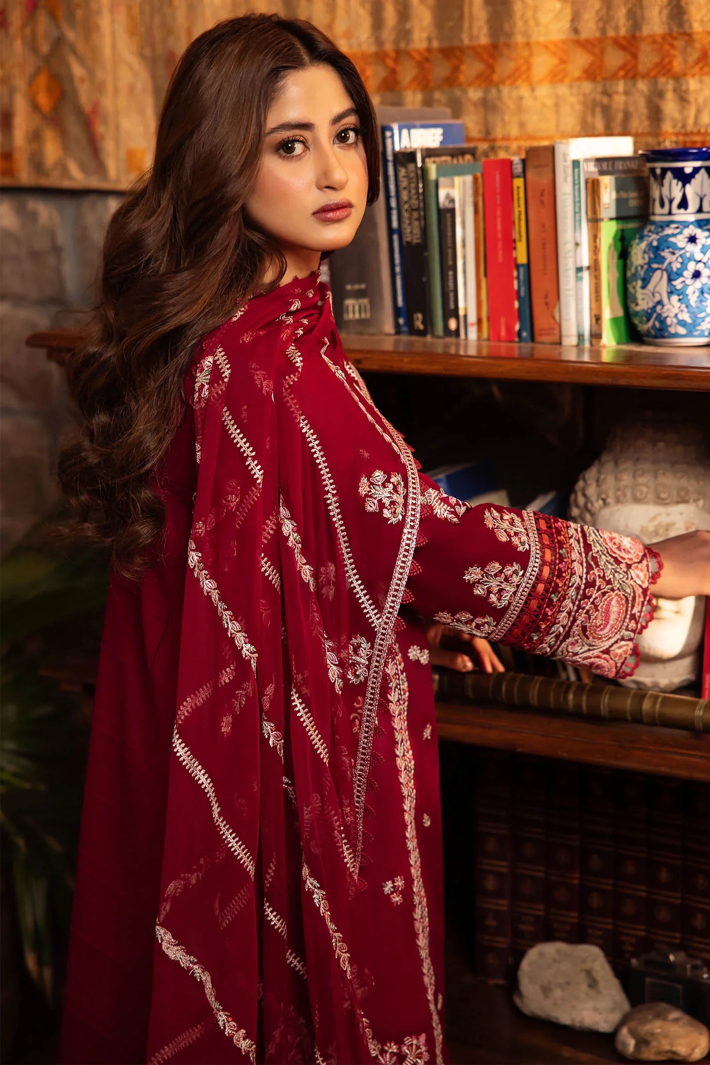 ZAHA 3PC LAWN EMBROIDERED SHIRT WITH BAMBER CHIFFON EMBROIDRED DUPATTA-ZAHA-1242