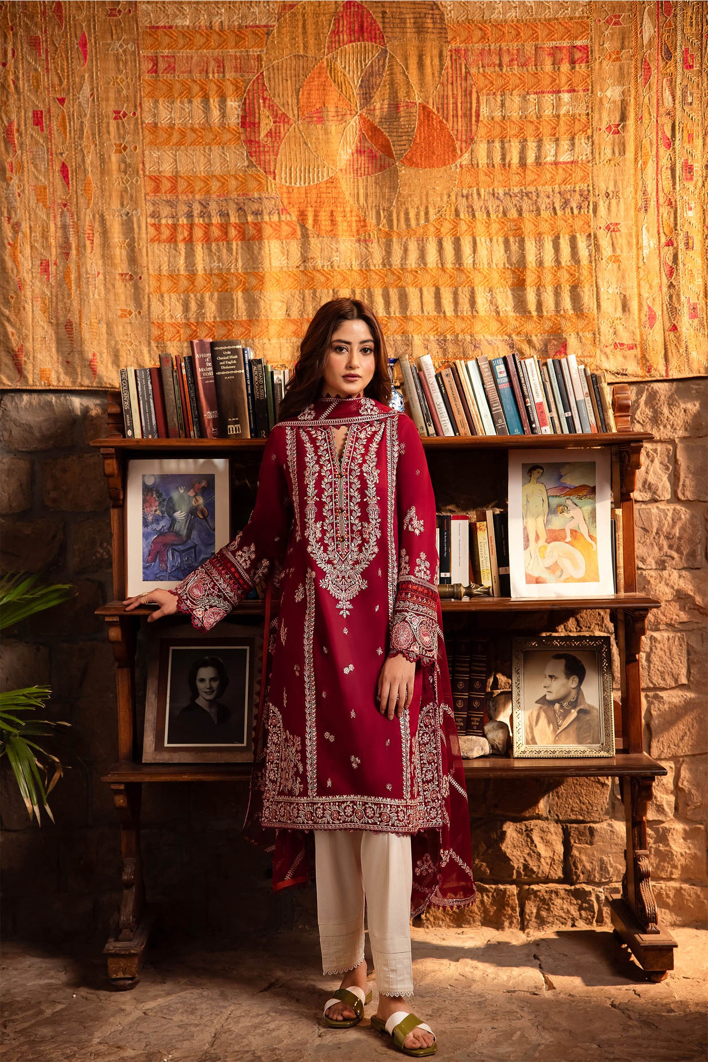 ZAHA 3PC LAWN EMBROIDERED SHIRT WITH BAMBER CHIFFON EMBROIDRED DUPATTA-ZAHA-1242