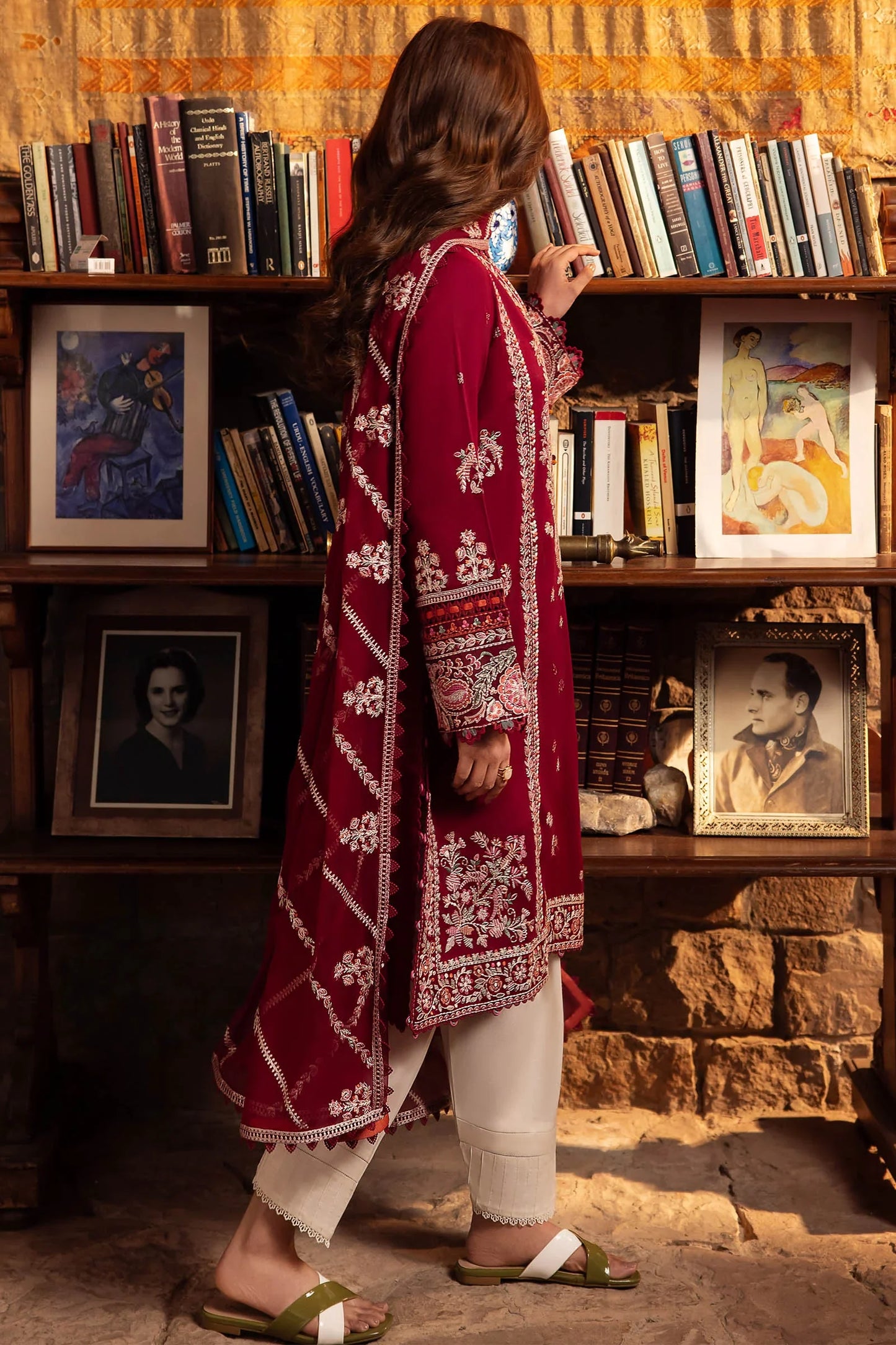 ZAHA 3PC LAWN EMBROIDERED SHIRT WITH BAMBER CHIFFON EMBROIDRED DUPATTA-ZAHA-1242