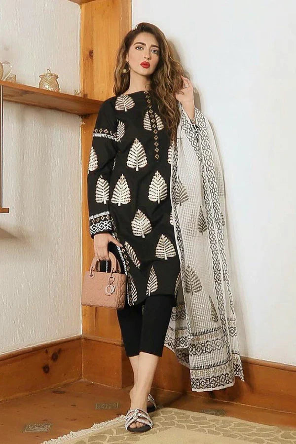 LAJWANTI- 3PC LAWN HEAVY EMBROIDERED SHIRT WITH ORGANZA PRINT DUPATTA-WAC-3615