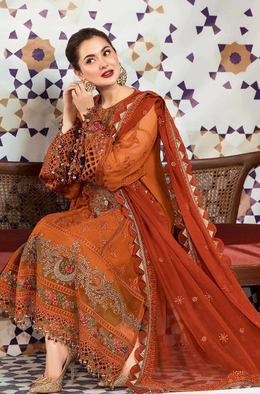 MARIA B 3PC LAWN EMBROIDERED WITH CHIFFON EMBROIDERED DUPATTA - MARIA B-1221