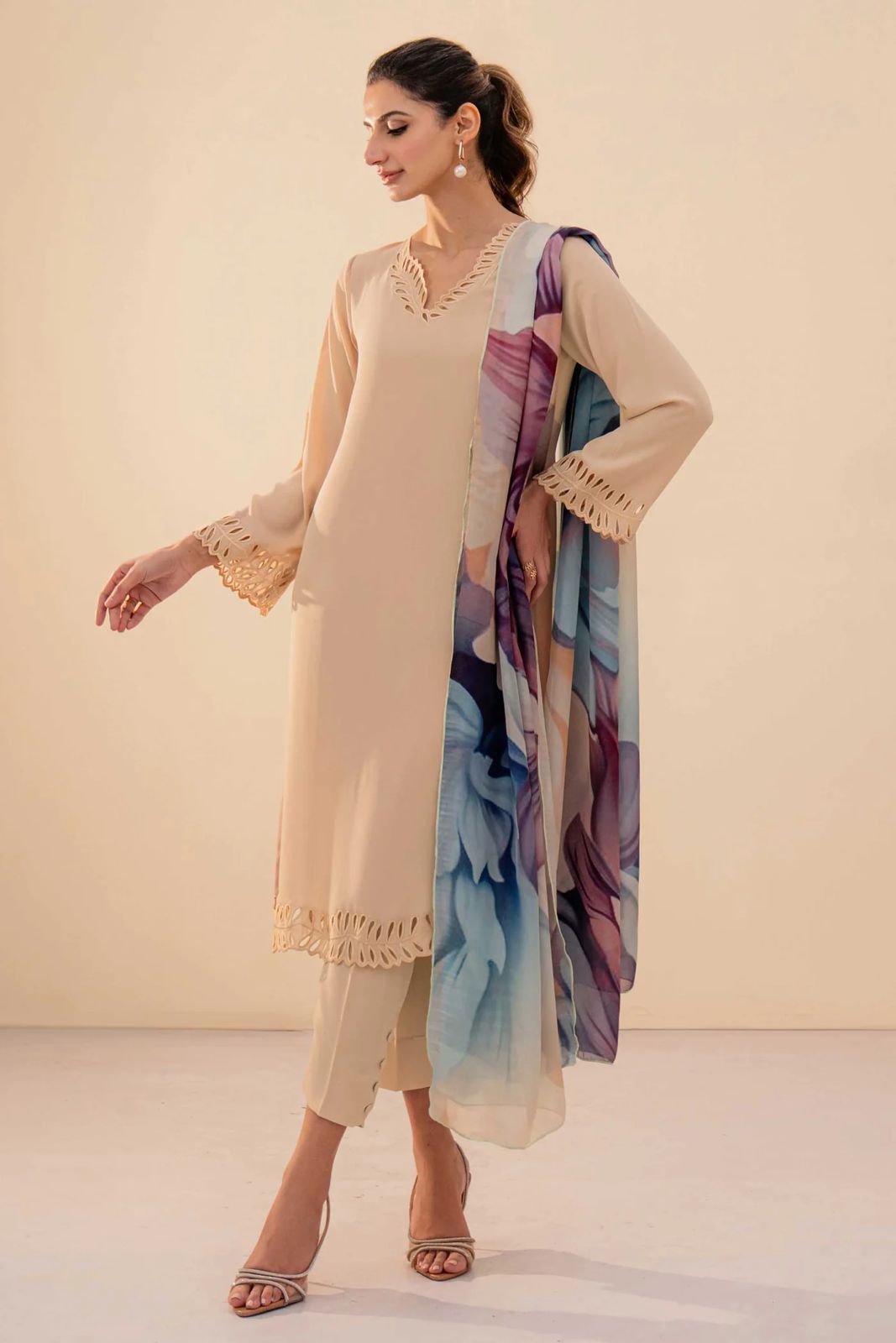 NATASHA KAMAL - 3PC LAWN EMBROIDERED SHIRT WITH SOFT SILK PRINTED DUPATTA AND TROUSER-NATASHA KAMAL-N.K-1226