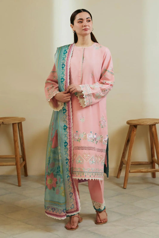 zahra shah jahan 3PC LAWN EMBROIDERED SHIRT WITH DIAMOND PRINT DUPATTA-zahra shah jahan-1257