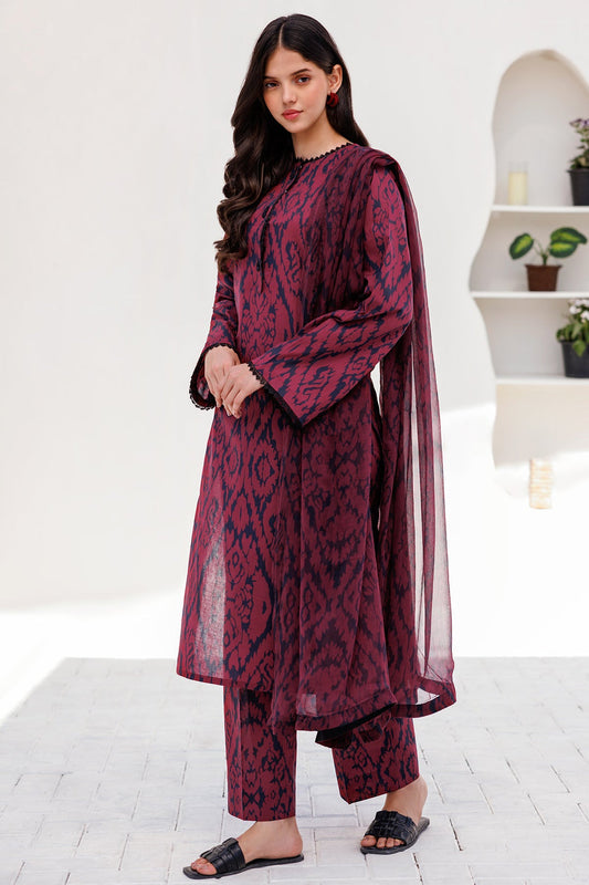 Cross Stitch-3pc Kranadi Print Shirt With Karandi Print Shawl And Trouser-WAC-505