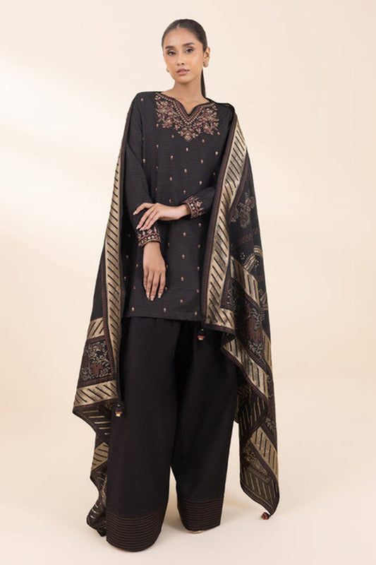 SAPPHIRE- 3PC DHANAK EMBROIDERED SHIRT WITH WOOL PRINT SHAWL AND TROUSER-WAC-4372