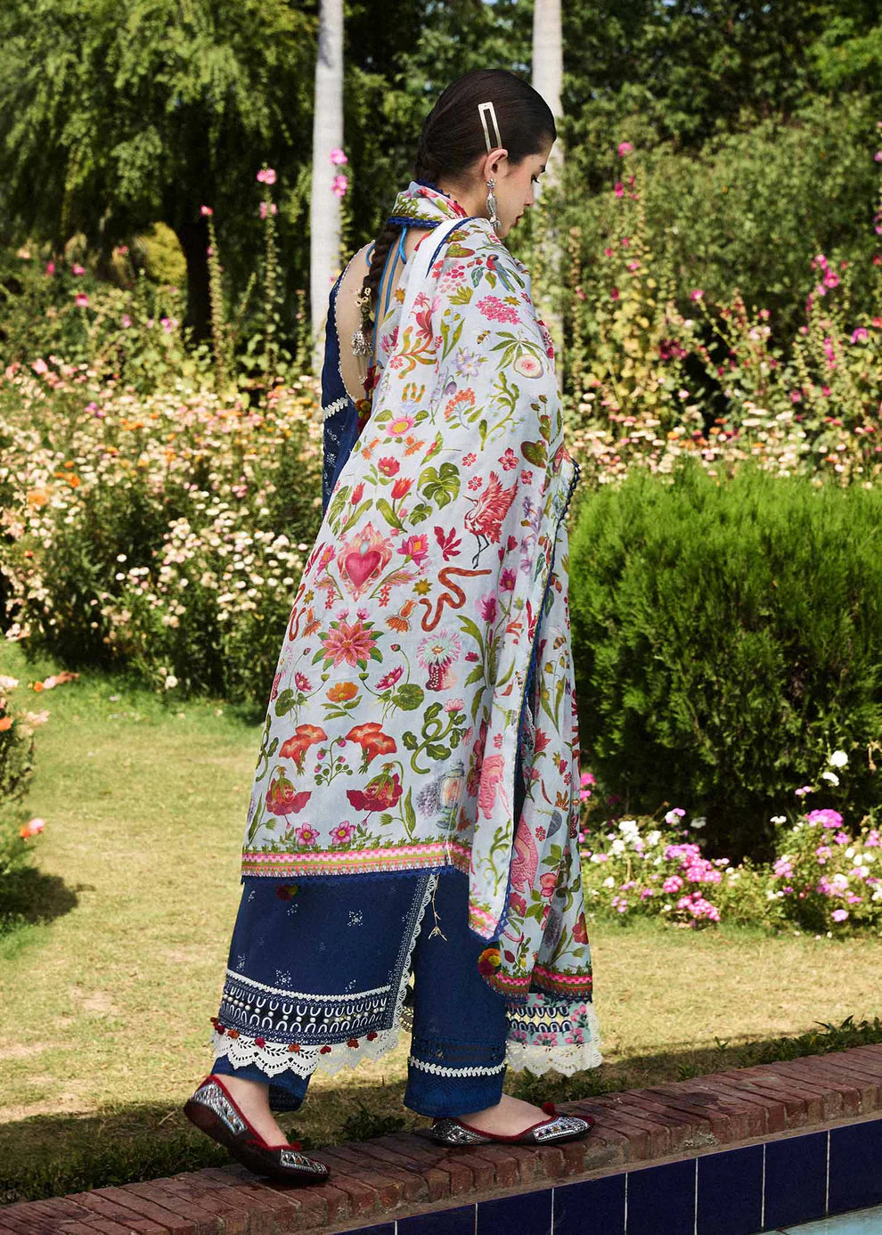 AYAN SAFFANA-3PC VISCOUS EMBROIDRED SHIRT WITH COUTURE PRINT SHAWL AND TROUSER-WAC-4159